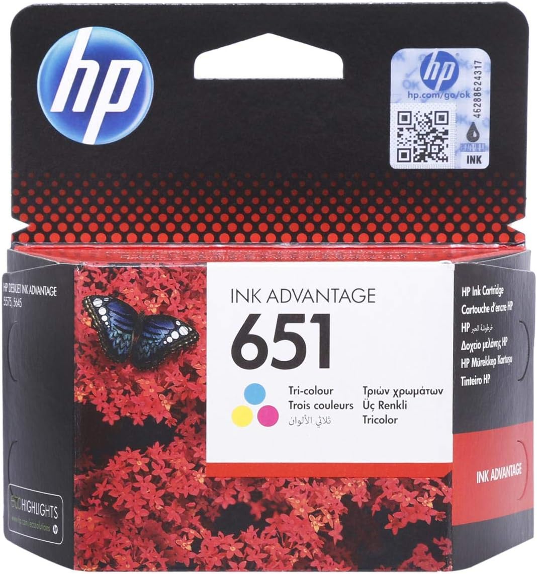 HP 651 Ink Cartridge Multi Color - Original HP Inkjet Cartridge for DeskJet 5575 5645 UAE