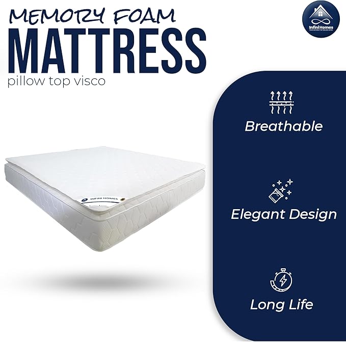 INFINI HOMES Premium Visco Memory Foam Mattress with Pillowtop - Wide Super King 200x210x30cm