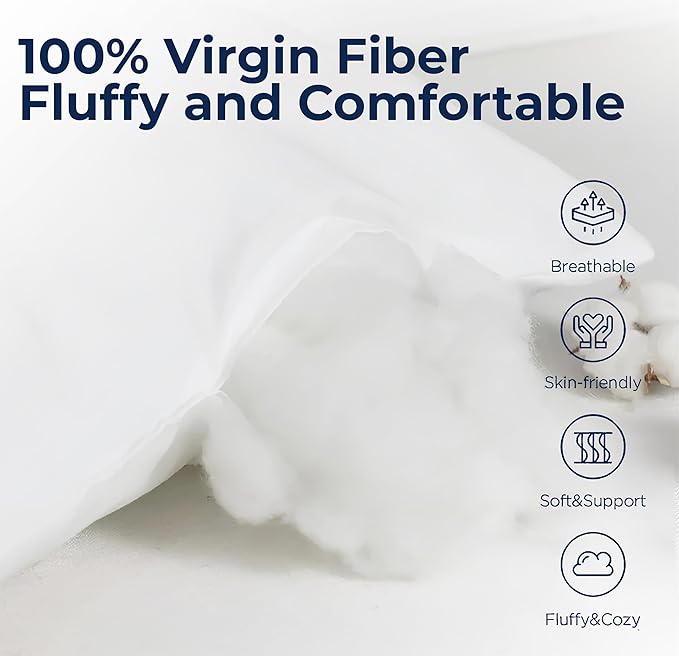 INFINI HOMES White Cushions UAE 30x50cm - Premium Virgin Fibre Soft Living Room Pillows
