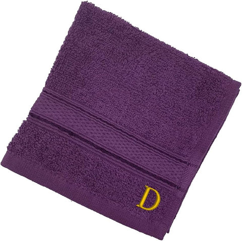 INFINI HOMES Premium Daffodil Brown Monogrammed Face Towel Set - Letter D (30x30cm, 6-Pack)