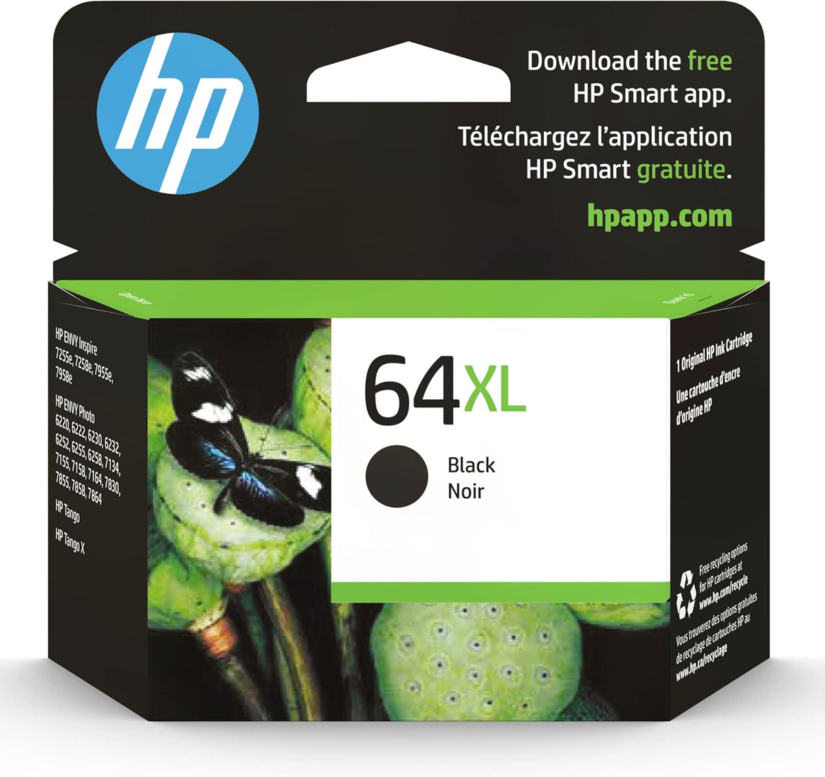 HP 64XL Black Ink Cartridge Dubai UAE | High Yield 600 Pages | ENVY Photo Tango Series | Original HP Ink