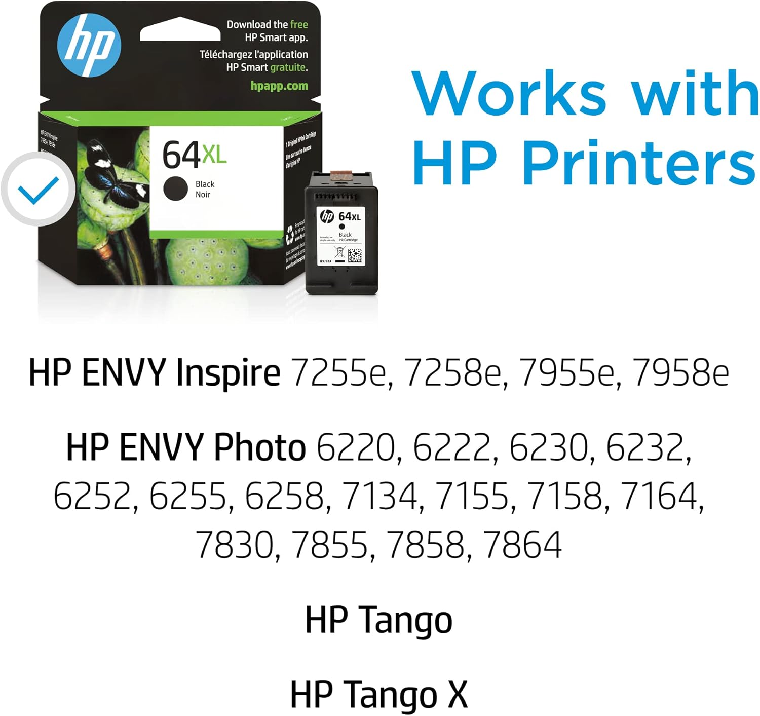 HP 64XL Black Ink Cartridge Dubai UAE | High Yield 600 Pages | ENVY Photo Tango Series | Original HP Ink