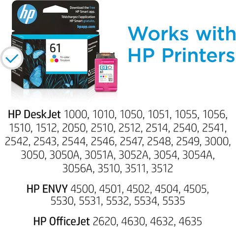 HP 61 Tri-Color Ink Cartridge Dubai UAE | Compatible with HP Deskjet, ENVY, Officejet Printers