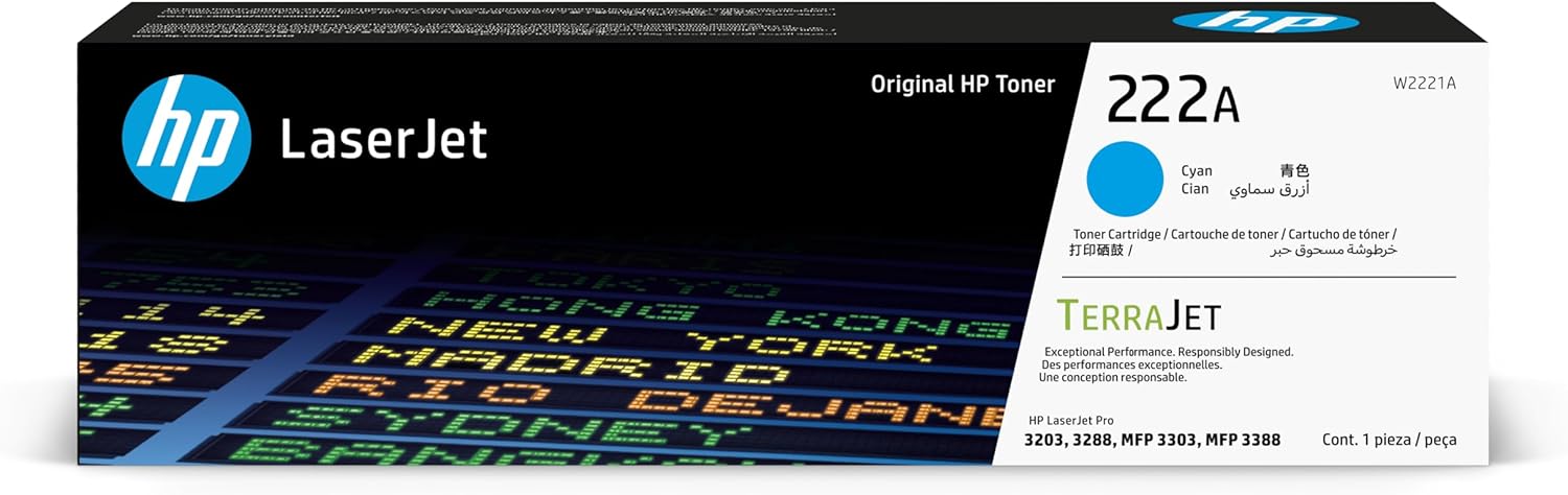 HP 222A Cyan Toner Cartridge Dubai UAE | Original LaserJet Pro 3203 3288 MFP 3303 3388