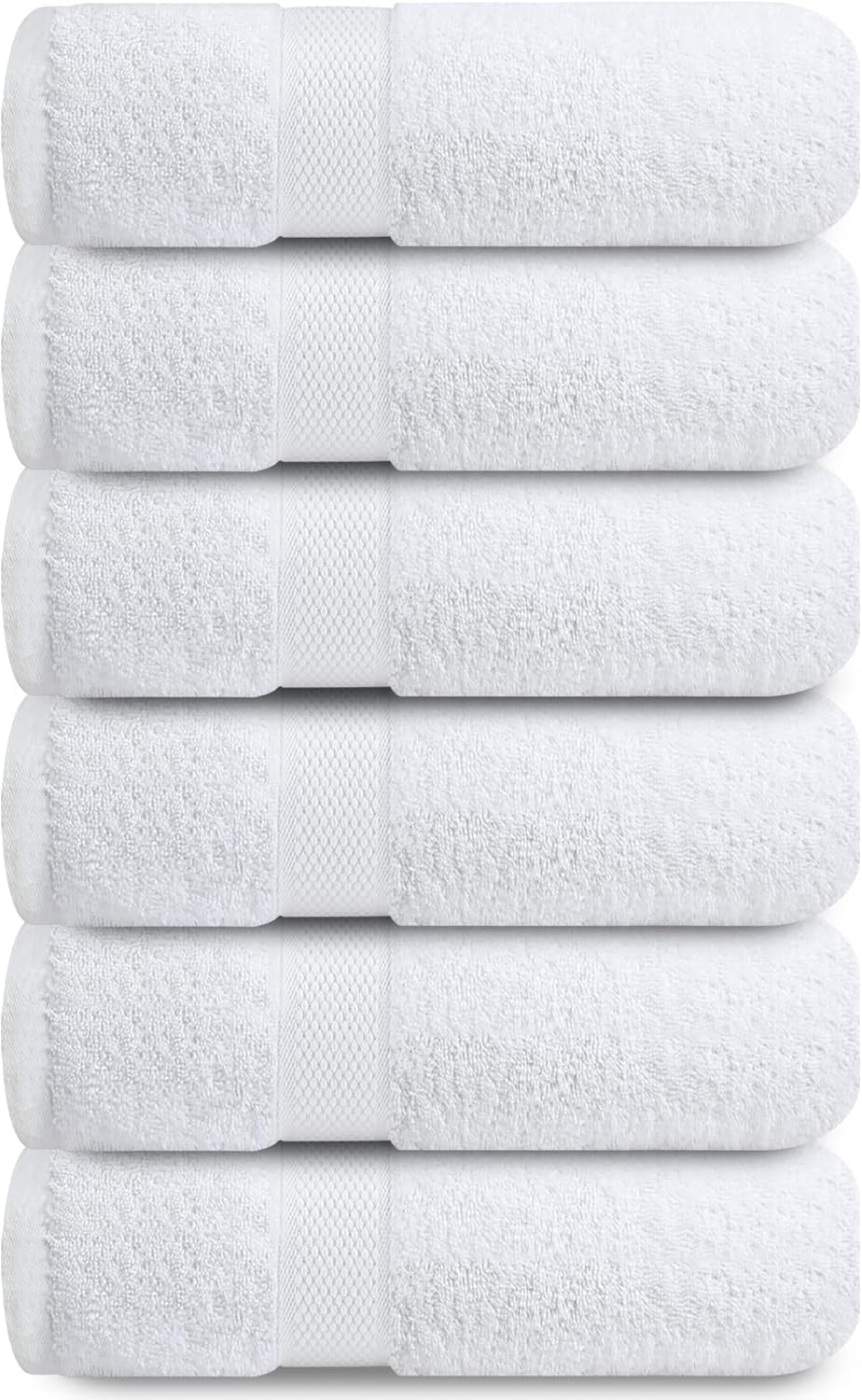 Infini Homes White Hand Towel Set – Pack of 6, 16x28 Inch Highly Absorbent & Super Soft Towels for Bathroom, Hotel & Spa Quality – Brilliant White – UAE Home Essentials