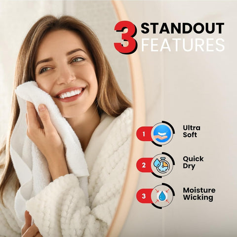 Infini Homes White Hand Towel Set – Pack of 6, 16x28 Inch Highly Absorbent & Super Soft Towels for Bathroom, Hotel & Spa Quality – Brilliant White – UAE Home Essentials