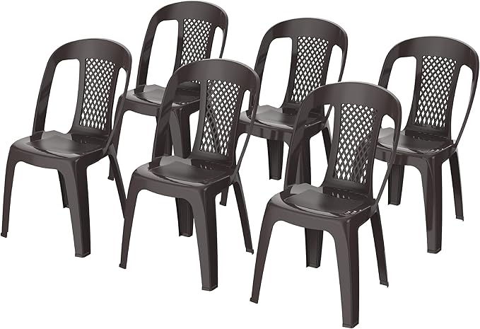 Premium Regal Plastic Chairs Set of 6 - White | UAE Delivery to All 7 Emirates