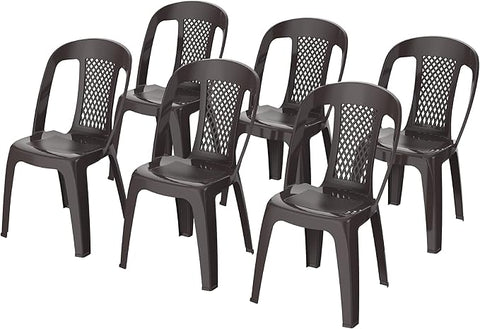 Premium Regal Plastic Chairs Set of 6 - White | UAE Delivery to All 7 Emirates