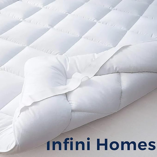 INFINI HOMES Premium Mattress Topper 90x190 White Dyed - Microfiber Comfort UAE