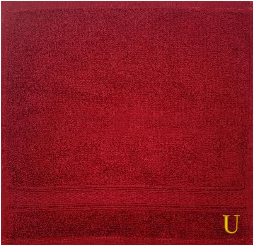 INFINI HOMES Premium Daffodil Brown Monogrammed Face Towel Set - Letter D (30x30cm, 6-Pack)