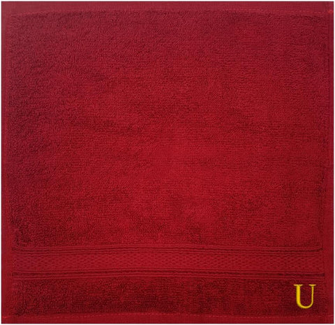 INFINI HOMES Premium Daffodil Brown Monogrammed Face Towel Set - Letter D (30x30cm, 6-Pack)