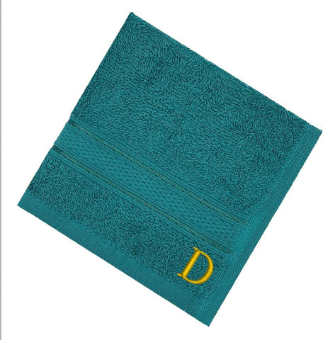 INFINI HOMES Premium Daffodil Brown Monogrammed Face Towel Set - Letter D (30x30cm, 6-Pack)