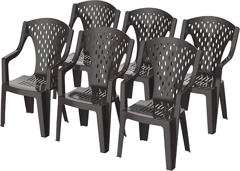 Premium Queen Chairs Set of 6 - Beige Plastic Dining Chairs UAE | Dubai Abu Dhabi Sharjah