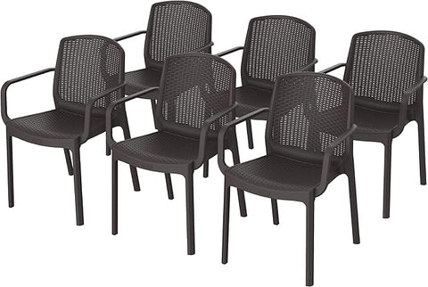 Premium Cedarattan Armchair Set of 6 - Dark Brown Outdoor Furniture UAE | Dubai Abu Dhabi Sharjah