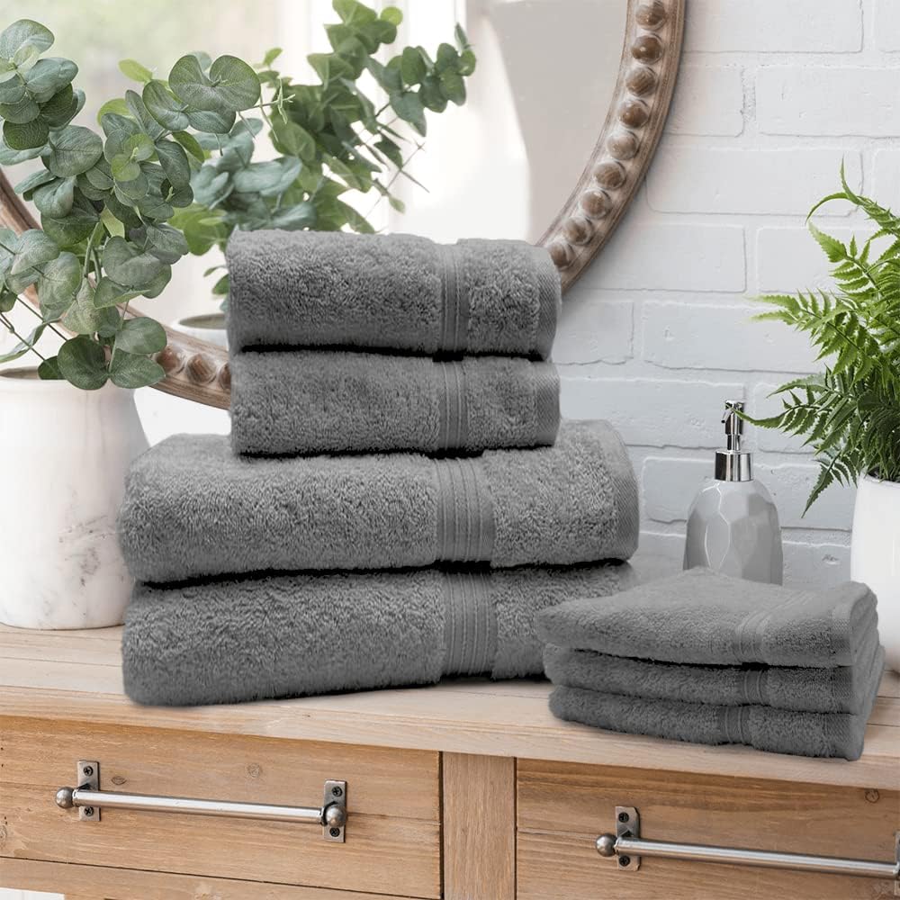 INFINI HOMES Premium Charcoal Luxury Towel Set - 100% Cotton Hotel Quality Bath Towels UAE