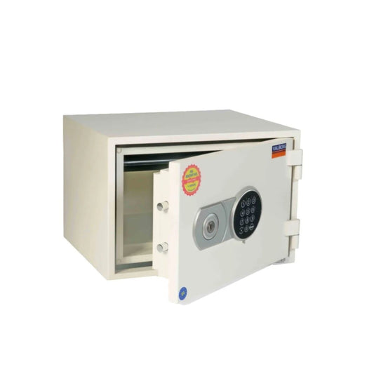 خزنة مقاومة للحريق فالبيرغ FRS-32 EL بيضاء مع قفل رقمي ومفتاح - Valberg FRS-32 EL White Fire-Resistant Safe Digital Key Lock UAE