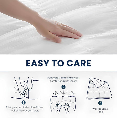 Infini Homes Microfiber Duvet | Double Size | White | Soft, Lightweight, and Luxurious | Stripe Pattern Design