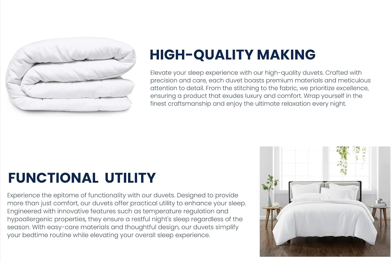 INFINI HOMES Microfiber Duvet - Solid Single 160x200cm Polyester - Soft Lightweight Luxurious