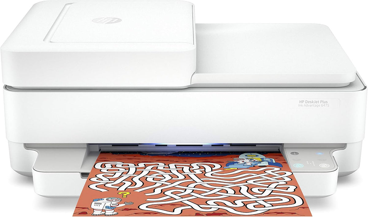 HP DeskJet Plus Ink Advantage 6475 All-in-One Printer front view with colour print output – Dubai UAE
