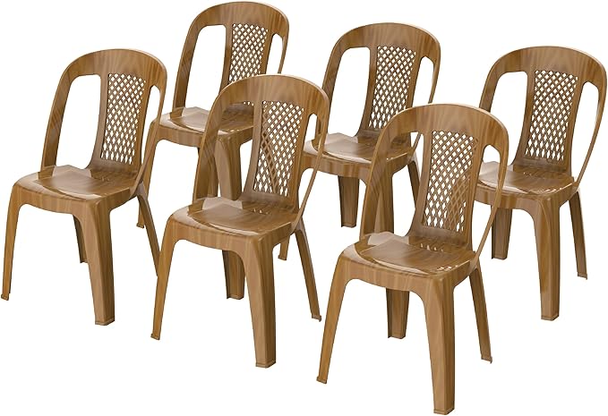 Premium Regal Plastic Chairs Set of 6 - White | UAE Delivery to All 7 Emirates