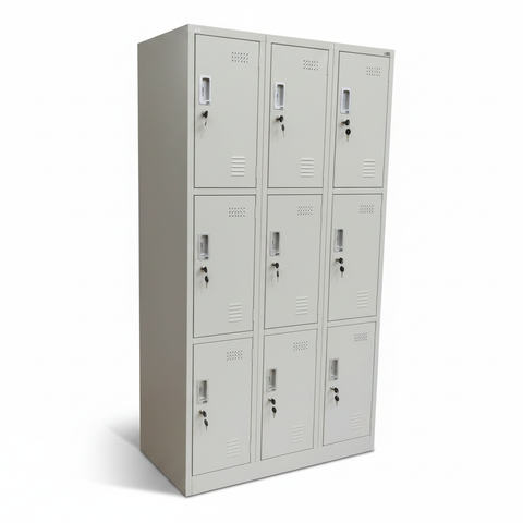 9-Door Metal Storage Locker Cabinet Grey 185x90x45cm | Buy in UAE – INFINI HOMES