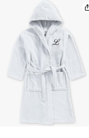 INFINI HOMES Premium Kids Bathrobe - Monogrammed Terry Cotton Hooded Robe for 8 Year Olds