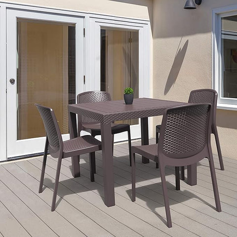 Cedarattan 4 Seater Outdoor Dining Set Dubai UAE - Dark Brown Weatherproof Patio Furniture