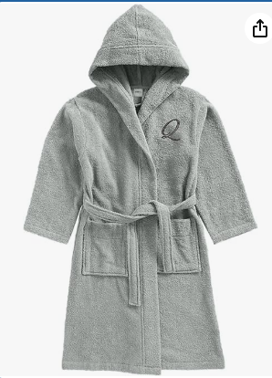 INFINI HOMES Daffodil Monogrammed Kids Bathrobe - Premium Terry Cotton Hooded Robe for 10 Year Olds (120x124cm) - Letter Q