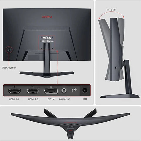 KOORUI 27E6CA 27" Curved Gaming Monitor - 180Hz FHD Display | UAE Delivery
