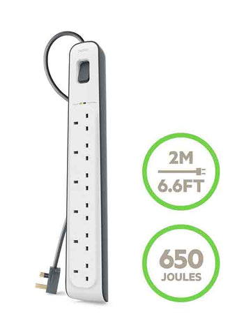 Belkin BSV603AF2M 6-Way Surge Protection Power Extension Socket 2M - White