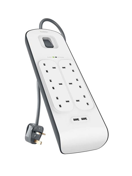 Belkin BSV604AF2M 6-Outlet Surge Protector with 2 USB Ports 2.4A - White | UAE