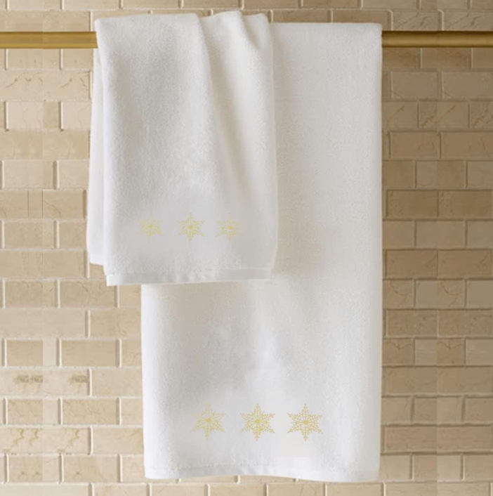 Luxury Embroidered Hand Towel UAE - Premium Snowflake Design 600 GSM Cotton Dubai
