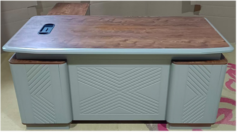 Golden Oak Grey Office Table IH 435 | Premium Office Desk UAE