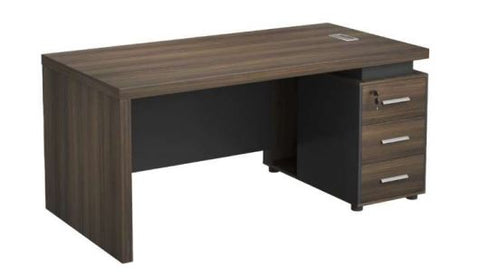 INFINI HOMES Executive Table UAE - Model KENO140 Walnut Grey 140x70cm 3 Drawers Dubai Abu Dhabi Sharjah