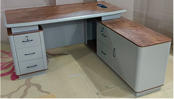 Golden Oak Grey Office Table IH 435 | Premium Office Desk UAE