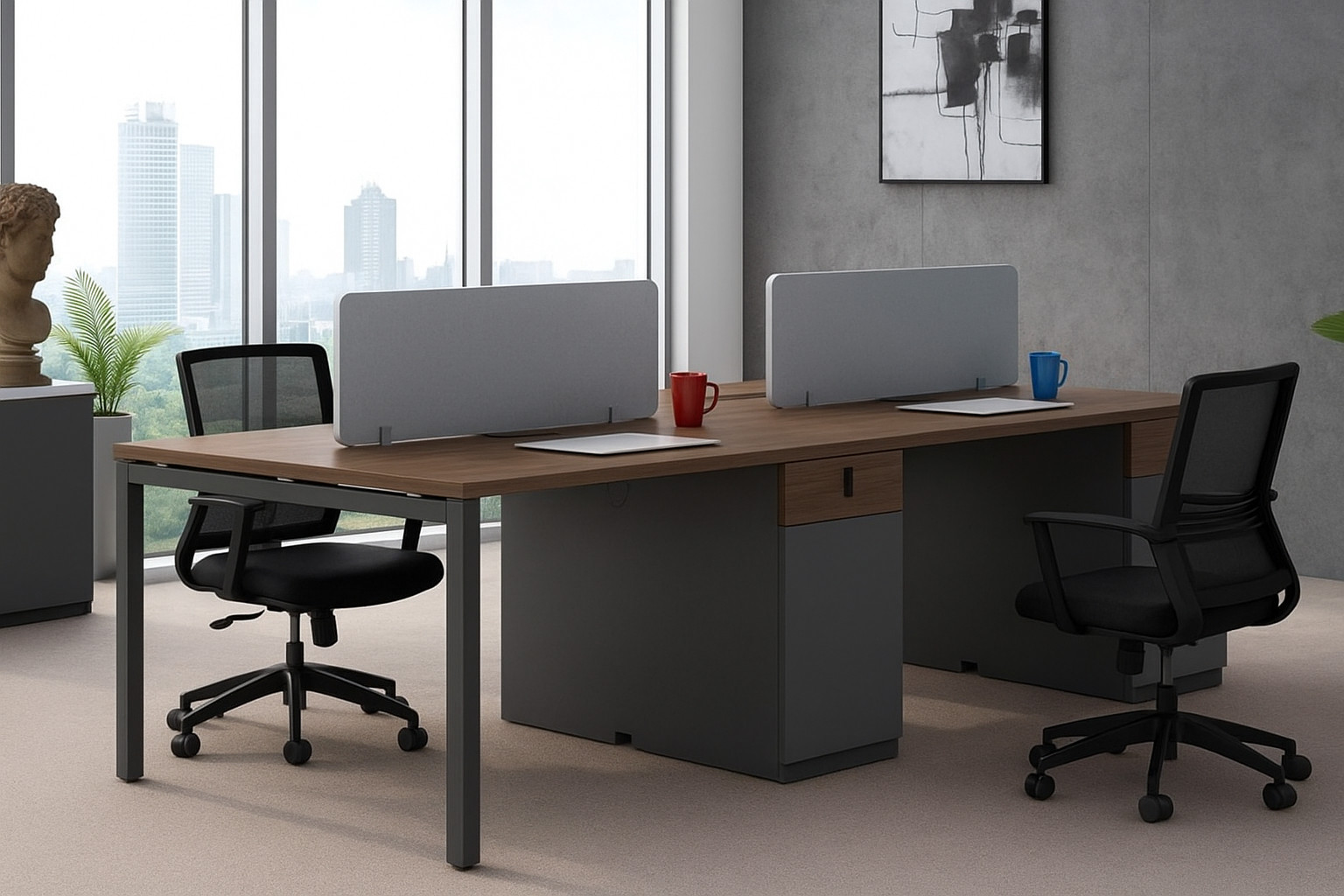 4 Person Office Workstation 120x240cm - Premium Desk Dubai UAE | INFINI HOMES