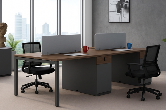 تصميم محطة عمل مكتبية 4 أشخاص - حلول مكتبية احترافية في الإمارات | 4 Person Office Workstation Design - Professional Office Solutions UAE