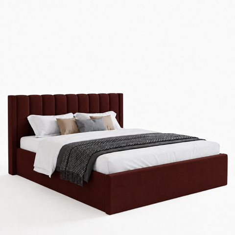 Super King Upholstered Platform Bed 200x200cm - Premium Bedroom Furniture UAE Coffee