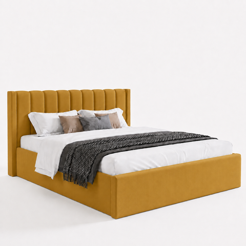 Super King Upholstered Platform Bed 200x200cm - Premium Bedroom Furniture UAE Brown