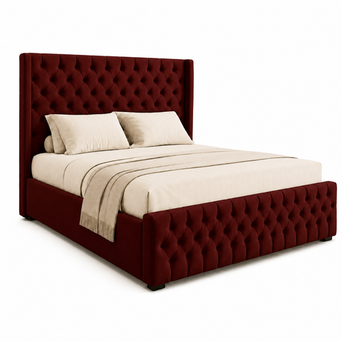 Luxury Tufted Upholstered Wooden Bed – 200×200 cm Super King Coffee