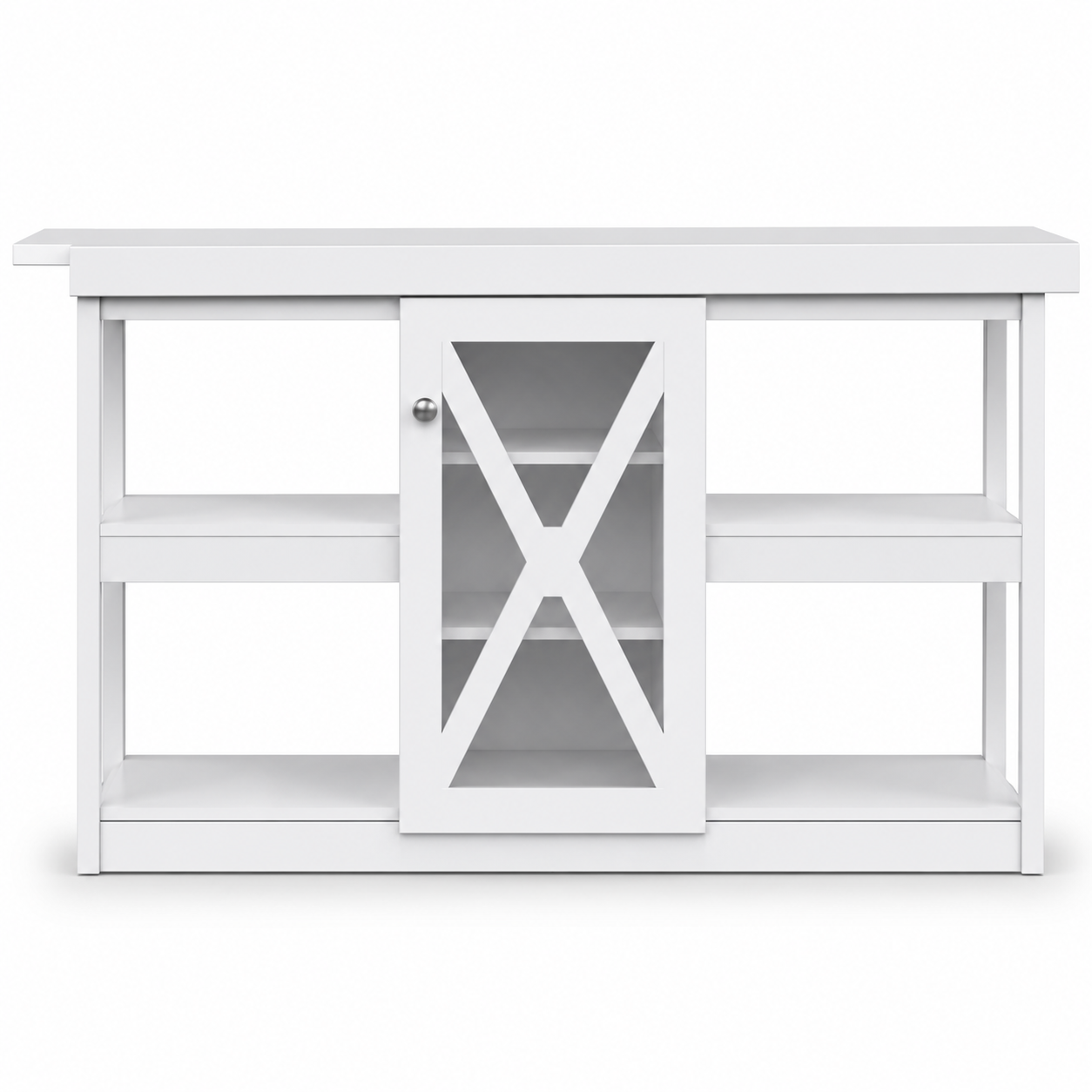 White Tea Trolley with Storage Shelves & Sliding Door – IH-1122 | INFINI HOMES UAE
