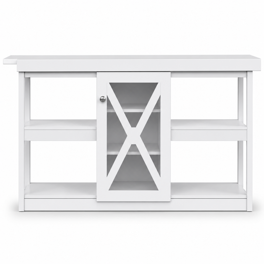 White Tea Trolley with Storage Shelves & Sliding Door – IH-1122 | INFINI HOMES UAE