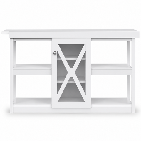 White Tea Trolley with Storage Shelves & Sliding Door – IH-1122 | INFINI HOMES UAE