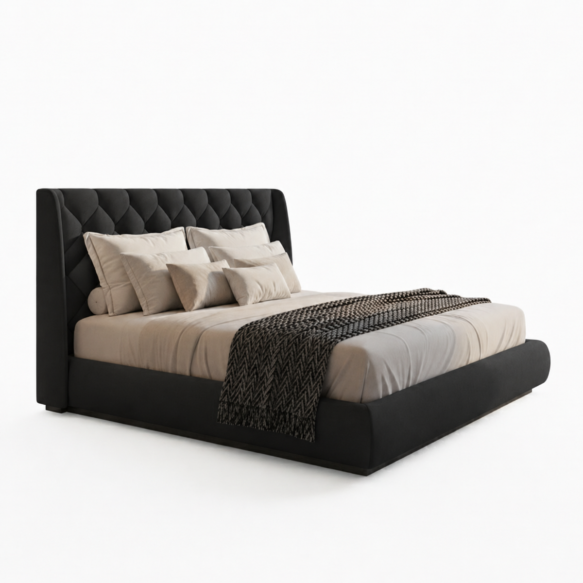 Queen Upholstered Platform Bed 160x190cm - Dubai Abu Dhabi Sharjah UAE Delivery