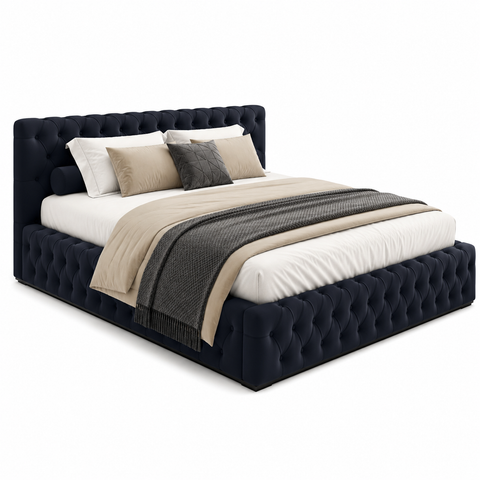Super King Bed 200x200cm - Luxury Tufted Upholstered Wooden Bed Frame Space Grey