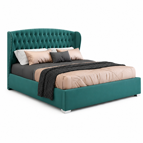 Wingback Tufted Upholstered Wooden Bed 120×200cm | Premium Bedroom Furniture UAE | Dubai Abu Dhabi Sharjah