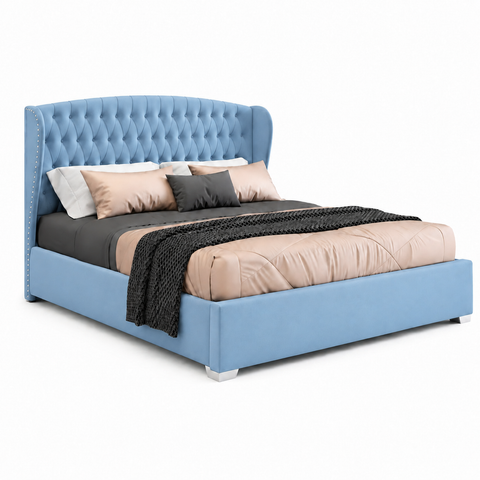 Wingback Tufted Upholstered Wooden Bed 120×200cm | Premium Bedroom Furniture UAE | Dubai Abu Dhabi Sharjah