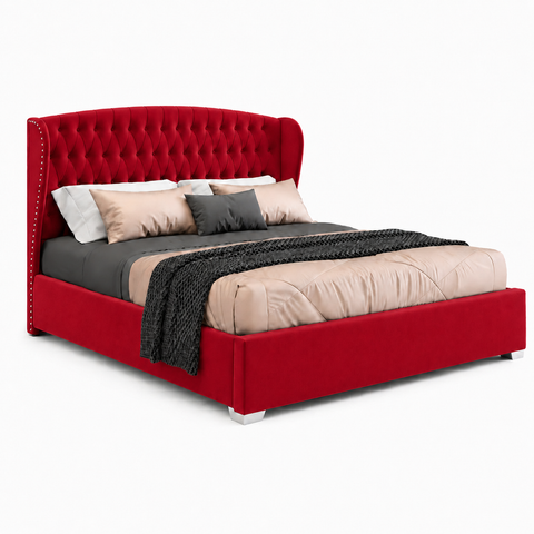 Wingback Tufted Upholstered Wooden Bed 120×200cm | Premium Bedroom Furniture UAE | Dubai Abu Dhabi Sharjah