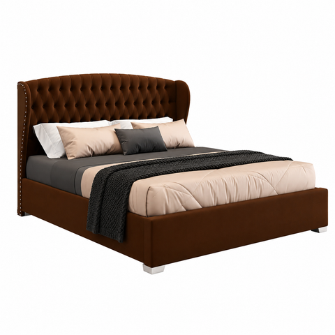 Wingback Tufted Upholstered Wooden Bed 120×200cm | Premium Bedroom Furniture UAE | Dubai Abu Dhabi Sharjah