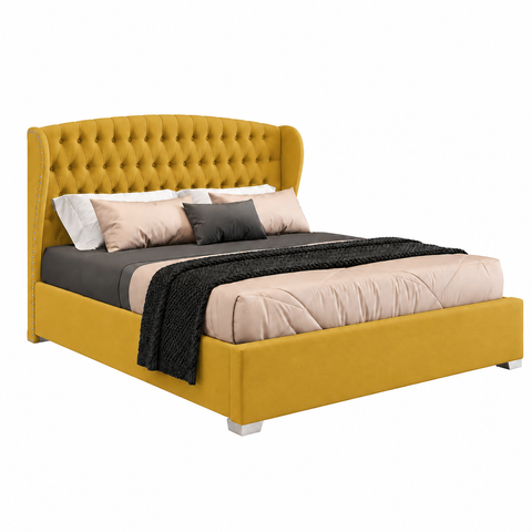 Wingback Tufted Upholstered Wooden Bed 120×200cm | Premium Bedroom Furniture UAE | Dubai Abu Dhabi Sharjah